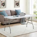 Folding Table Foldable Table Portable Collapsible Table Multipurpose Rectangular Resin Fold Up Table for Outdoor Camping