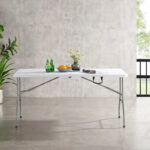 Folding Table Foldable Table Portable Collapsible Table Multipurpose Rectangular Resin Fold Up Table for Outdoor Camping - Image 2