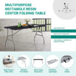 Folding Table Foldable Table Portable Collapsible Table Multipurpose Rectangular Resin Fold Up Table for Outdoor Camping - Image 5