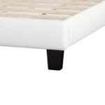 Full Size Linen Upholstered Platform Bed with Saddle Curved Headboard and Diamond Tufted Details,Beige - Image 7