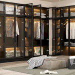 Glass Door Wardrobe Armoire Storage Closet with Light Display Cabinet - Image 4