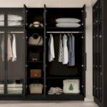 Glass Door Wardrobe Armoire Storage Closet with Light Display Cabinet - Image 7