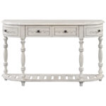 52 Modern and Contemporary Curved Console Table Sofa Table Entryway Table for Hallway Living Room with 4 Drawers and 1 Shelf - Image 10