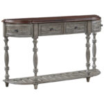52 Modern and Contemporary Curved Console Table Sofa Table Entryway Table for Hallway Living Room with 4 Drawers and 1 Shelf - Image 24