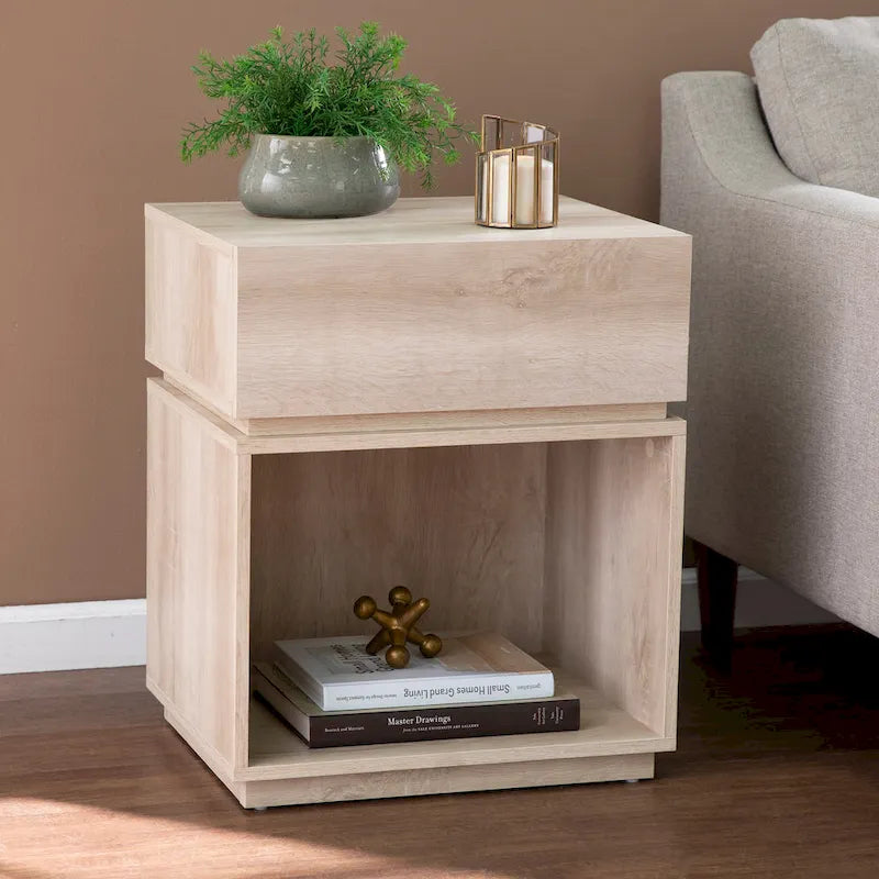 9317787205791_555782 Madelia Transitional Whitewash Wood Side Table - Image 1