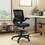 Mid-Back Mesh Ergonomic Drafting Chair with Foot Ring and Flip-Up Arms - Image 4