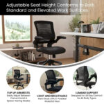 Mid-Back Mesh Ergonomic Drafting Chair with Foot Ring and Flip-Up Arms - Image 9