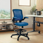 Mid-Back Mesh Ergonomic Drafting Chair with Foot Ring and Flip-Up Arms - Image 19