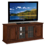 80360 Burnished Oak Leaded Glass TV Stand - Image 3