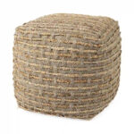 Binita Grey / Brown Hemp Wool & Cotton Square Pouf