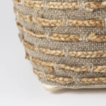 Binita Grey / Brown Hemp Wool & Cotton Square Pouf - Image 8
