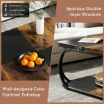 39 Inche 2-Tier Square Coffee Table with Metal Frame for Living Room - Image 3