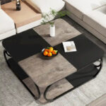 39 Inche 2-Tier Square Coffee Table with Metal Frame for Living Room - Image 11