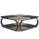 39 Inche 2-Tier Square Coffee Table with Metal Frame for Living Room - Image 15