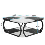 39 Inche 2-Tier Square Coffee Table with Metal Frame for Living Room - Image 18