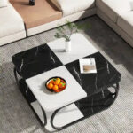 39 Inche 2-Tier Square Coffee Table with Metal Frame for Living Room - Image 20