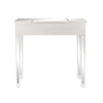 Mirrored Surface 1 Drawer Flip-up Desktop Writing Desk Vanity Desk Silver - Image 7