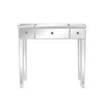 Mirrored Surface 1 Drawer Flip-up Desktop Writing Desk Vanity Desk Silver - Image 9