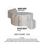 36 Inch Coffee Table, Handcrafted Drum Shape, Washed White Mango Wood - Image 9