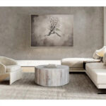 36 Inch Coffee Table, Handcrafted Drum Shape, Washed White Mango Wood - Image 13