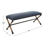 Firth Rustic Navy Bench - 48W x 21H x 16D - Image 3