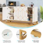 White Gold Buffet Cabinet with Storage Kitchen Sideboard Storage - Image 4