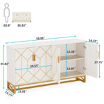 White Gold Buffet Cabinet with Storage Kitchen Sideboard Storage - Image 7