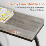 Gold Console Table, 55 inch Faux Marble Entryway Table Narrow Long Sofa Table - Image 8