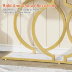 Gold Console Table, 55 inch Faux Marble Entryway Table Narrow Long Sofa Table - Image 13