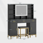 Makeup Vanity Set with Lights in 3 Colors Glass Desktop - Image 2