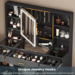 Makeup Vanity Set with Lights in 3 Colors Glass Desktop - Image 3