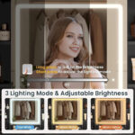 Makeup Vanity Set with Lights in 3 Colors Glass Desktop - Image 5