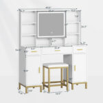 Makeup Vanity Set with Lights in 3 Colors Glass Desktop - Image 10