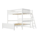 L-Shaped Full over Queen Solid Wood Bunk Bed with Ladder on End - Image 3