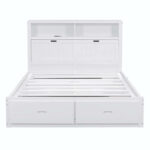 Wood Queen Size Hydraulic Platform Bed with Storage LED Headboard - Image 7