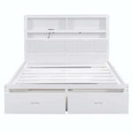 Wood Queen Size Hydraulic Platform Bed with Storage LED Headboard - Image 8