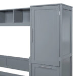 Queen Size Murphy Bed Wall Bed with Closet and Drawers,Gray - Image 8