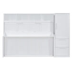 Queen Size Murphy Bed Wall Bed with Closet and Drawers,Gray - Image 12