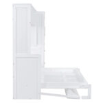 Queen Size Murphy Bed Wall Bed with Closet and Drawers,Gray - Image 15