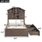 Wood Platform Bed with House-shaped Storage Headboard and 2 Drawer - Image 14