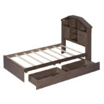 Wood Platform Bed with House-shaped Storage Headboard and 2 Drawer - Image 21