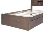 Wood Platform Bed with House-shaped Storage Headboard and 2 Drawer - Image 26