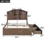 Wood Platform Bed with House-shaped Storage Headboard and 2 Drawer - Image 27