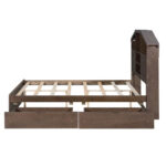 Wood Platform Bed with House-shaped Storage Headboard and 2 Drawer - Image 32