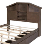 Wood Platform Bed with House-shaped Storage Headboard and 2 Drawer - Image 35