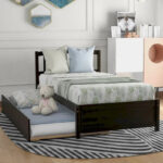 Twin size Platform Bed Wood Bed Frame with Trundle - Image 28