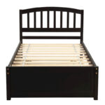Twin size Platform Bed Wood Bed Frame with Trundle - Image 2
