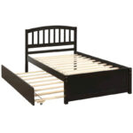 Twin size Platform Bed Wood Bed Frame with Trundle - Image 3