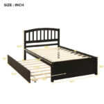 Twin size Platform Bed Wood Bed Frame with Trundle - Image 9