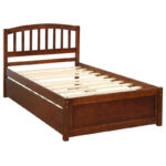 Twin size Platform Bed Wood Bed Frame with Trundle - Image 11